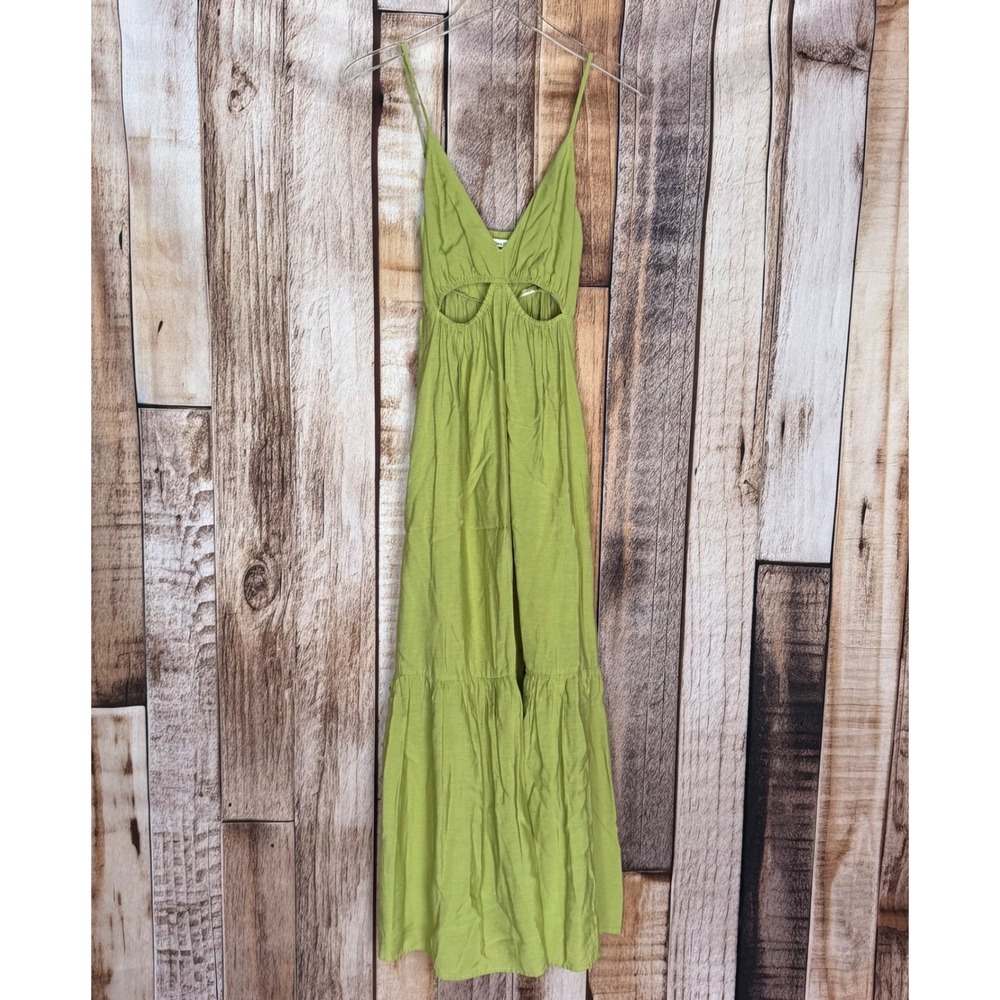 Abercrombie & Fitch Dress Cutout Maxi Green Boho Coastal Resort Beach Summer XS